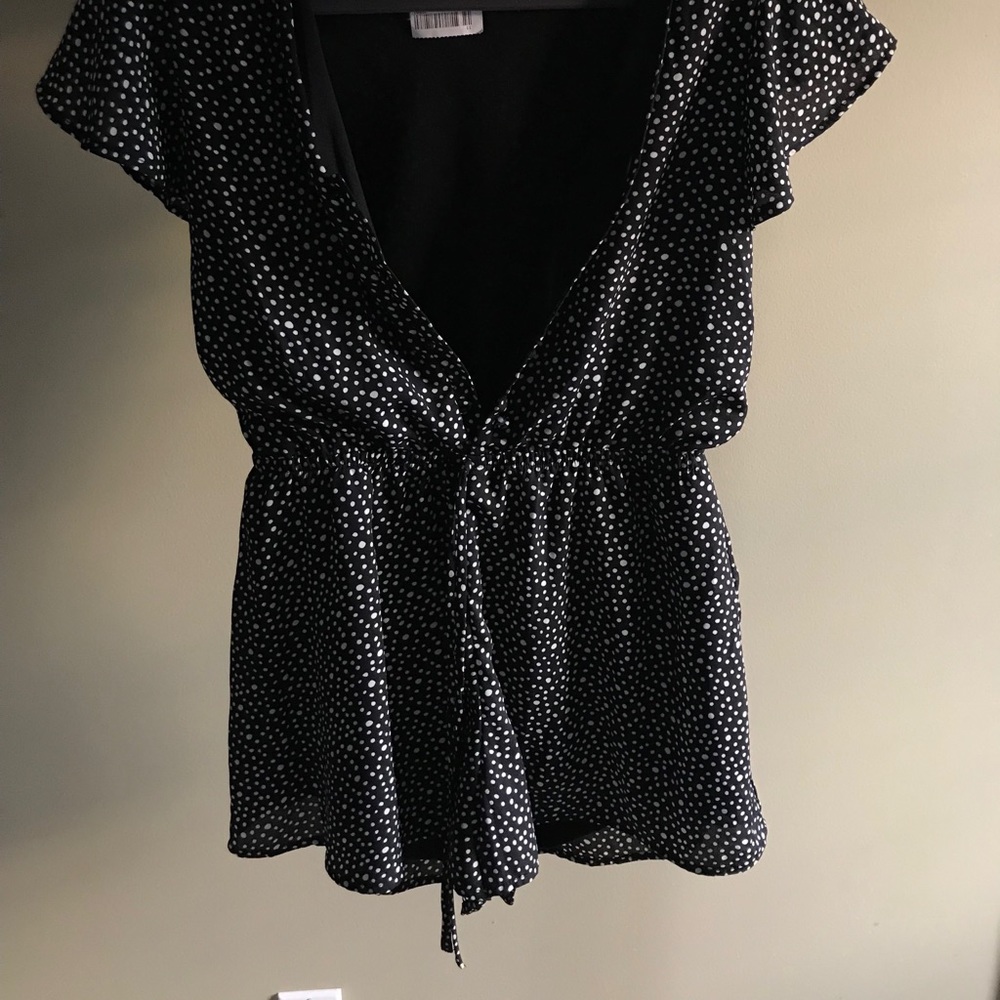 SIENNA SKY Black/White Polka Dot Romper Size XS